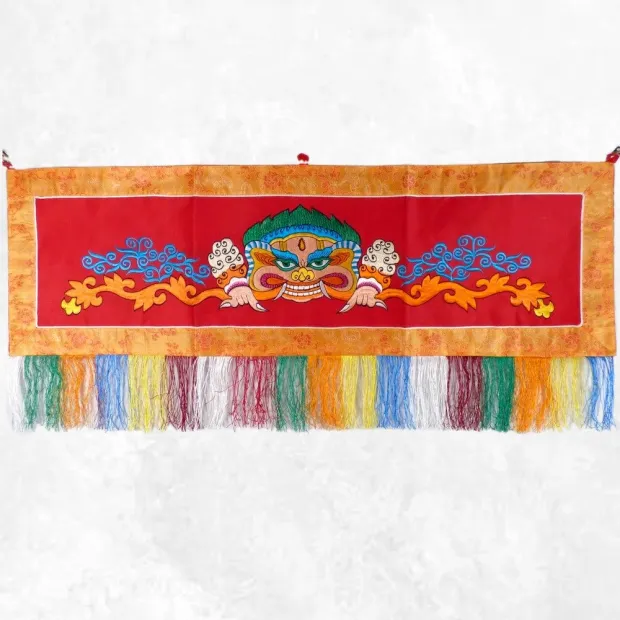 Tenture tibétaine Mahakala rouge deco turquoise - Tentures bouddhistes