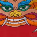 Tenture tibétaine Mahakala rouge deco turquoise - Tentures bouddhistes
