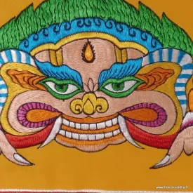 Tenture tibétaine Mahakala Safran turquoise - Tentures bouddhistes