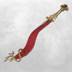 Épée de Manjushri courbe sertie de pierres – Métal et laiton, Népal