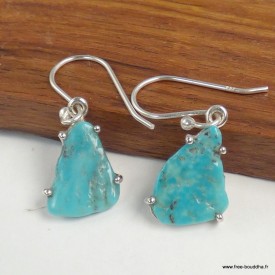 Boucles d'oreilles Turquoise Kingman brute - Boucles d'oreilles en pierres naturelles