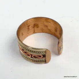 Bague tibétaine en cuivre et laiton, torsade centrale - Bagues tibétaines bouddhistes