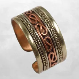 Bague tibétaine en cuivre et laiton, torsade centrale - Bagues tibétaines bouddhistes