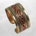 Bague tibétaine en cuivre et laiton, torsade centrale - Bagues tibétaines bouddhistes