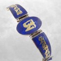 Bracelet tibétain en métal lapis lazuli ajustable.