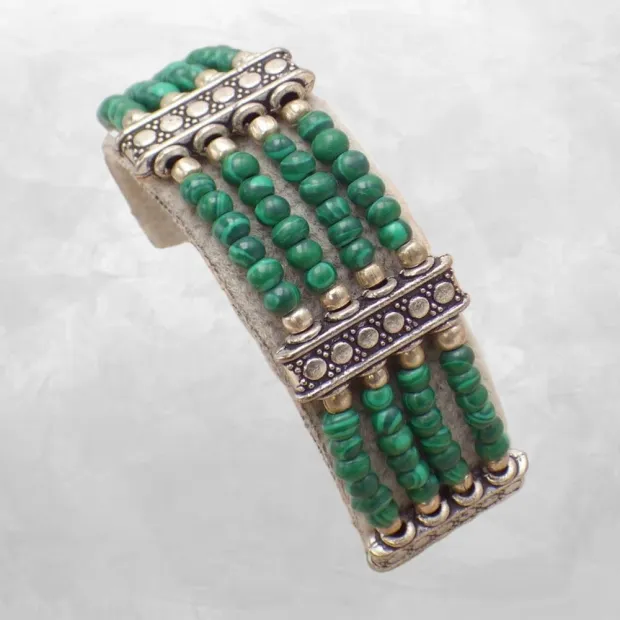 Bracelet tibétain en perles de Malachite - Bracelets tibétains bouddhistes