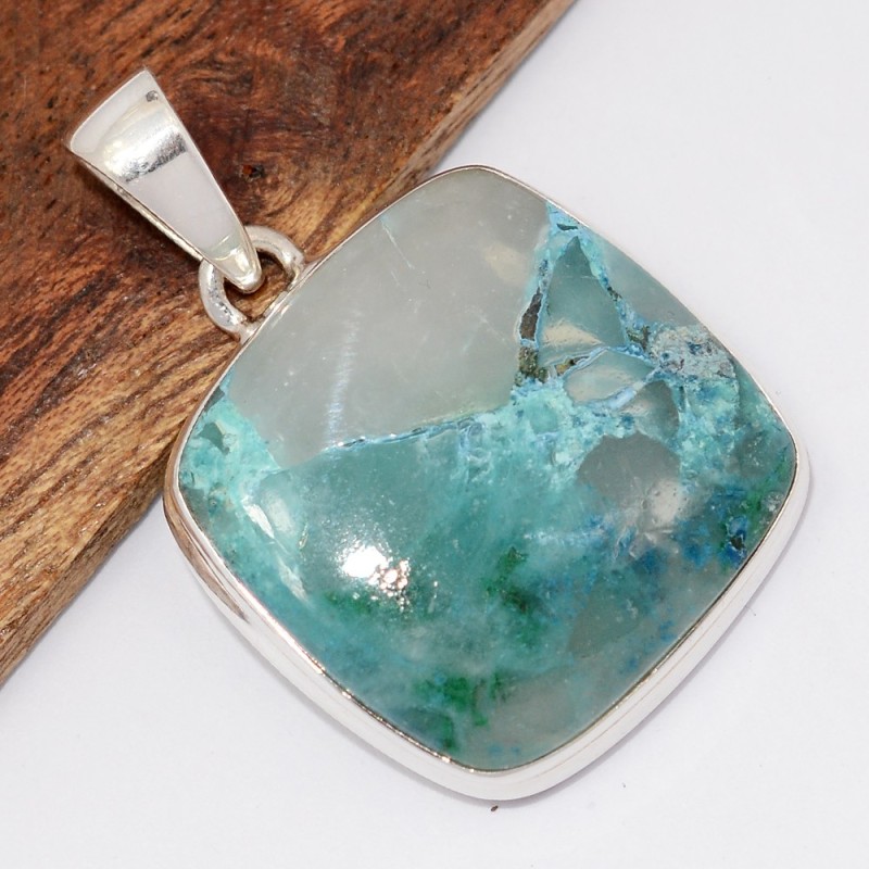 Pendentif Quantum Quattro carré en Argent 925 – Pierre d’Harmonisation