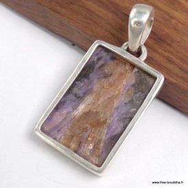 Pendentif Charoïte de Russie et rutile – Argent 925 authentique