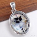 Pendentif artisanal Pierre de Lune et Tourmaline ovale - Bijoux en Pierre de lune