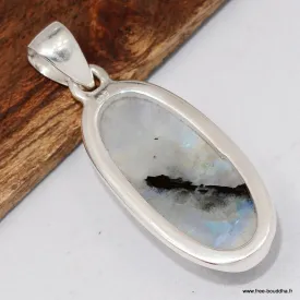 Pendentif Pierre de Lune et Tourmaline forme allongée - Bijoux en Pierre de lune