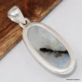Pendentif Pierre de Lune et Tourmaline forme allongée - Bijoux en Pierre de lune