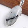 Pendentif Pierre de Lune et Tourmaline forme allongée - Bijoux en Pierre de lune