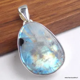 Pendentif Pierre de Lune et Tourmaline brut poli - Bijoux en Pierre de lune