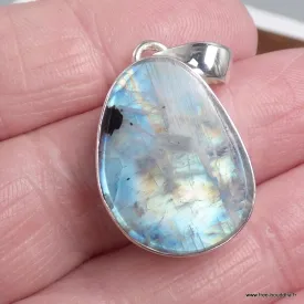 Pendentif Pierre de Lune et Tourmaline brut poli - Bijoux en Pierre de lune