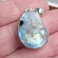 Pendentif Pierre de Lune et Tourmaline brut poli en argent 925