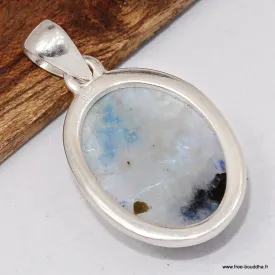 Pendentif Pierre de Lune et Tourmaline forme ovale - Bijoux en Pierre de lune