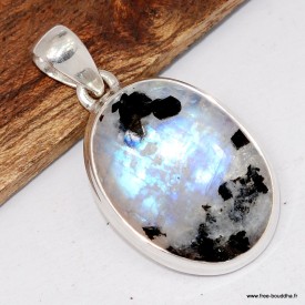 Pendentif premium Pierre de Lune et Tourmaline ovale argent 925