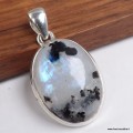 Pendentif premium Pierre de Lune et Tourmaline ovale argent 925