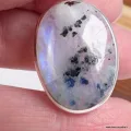 Pendentif Pierre de Lune bleue et Tourmaline forme ovale - Bijoux en Pierre de lune