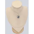 Pendentif Pierre de Lune bleue et Tourmaline forme ovale - Bijoux en Pierre de lune