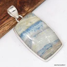 Pendentif Scheelite bleue rectangulaire - Authentique - Bijoux en Scheelite