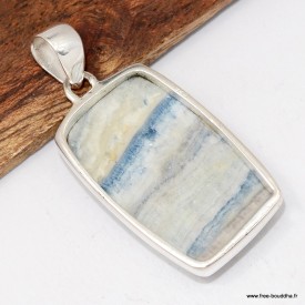 Pendentif Scheelite bleue rectangulaire argent 925 authentique