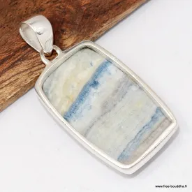 Pendentif Scheelite bleue rectangulaire - Authentique - Bijoux en Scheelite