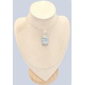 Pendentif Scheelite bleue rectangulaire argent 925 authentique
