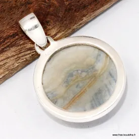 Pendentif Scheelite bleue naturelle ronde – argent 925 - Bijoux en Scheelite