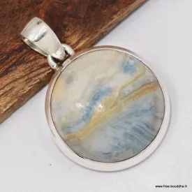 Pendentif Scheelite bleue naturelle ronde – argent 925 - Bijoux en Scheelite