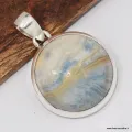 Pendentif Scheelite bleue naturelle ronde – argent 925 - Bijoux en Scheelite