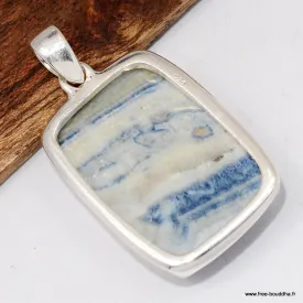 Gros Pendentif Scheelite bleue naturelle rectangulaire - Bijoux en Scheelite