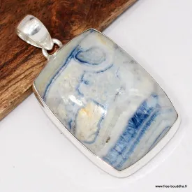 Gros Pendentif Scheelite bleue naturelle rectangulaire - Bijoux en Scheelite