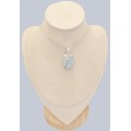 Pendentif en Scheelite bleue véritable rectangulaire argent 925