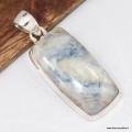 Pendentif Scheelite bleue rectangulaire en argent 925 naturel