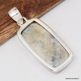 Pendentif Scheelite bleue rectangulaire en argent 925 naturel