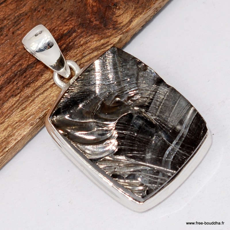 Pendentif Shungite Élite rectangulaire – Argent 925 – Authentique