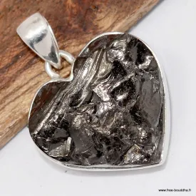 Pendentif Shungite Argentée authentique – forme coeur - Pendentifs pierres naturelles