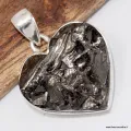 Pendentif Shungite Argentée authentique – forme coeur - Pendentifs pierres naturelles