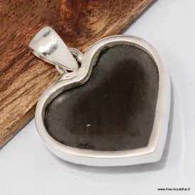Pendentif Shungite Argentée authentique – forme coeur - Pendentifs pierres naturelles