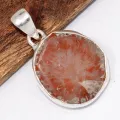 Pendentif corail rouge corné asymétrique - Argent 925 - Bijoux en Corail