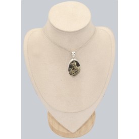 Pendentif Pyrite dorée brute sur roche-mère – Argent 925 fait main