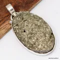 Gros Pendentif pyrite dorée en argent 925 - Pendentifs pierres naturelles