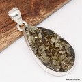 Pendentif Pyrite dorée forme goutte – Argent 925 artisanal