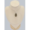 Pendentif Pyrite dorée forme goutte – Argent 925 artisanal