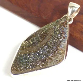 Pendentif argent Pyrite arc-en-ciel asymétrique - Pendentifs pierres naturelles