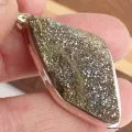 Pendentif argent Pyrite arc-en-ciel asymétrique - Pendentifs pierres naturelles