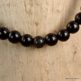 Bracelet Obsidienne noire authentique, perles 4 mm - Bracelet en perles et Pierres naturelles