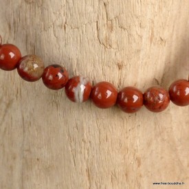 Bracelet Jaspe rouge authentique perles 4 mm mala tibétain