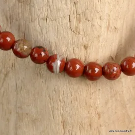 Bracelet Jaspe rouge authentique, perles 4 mm - Bracelet en perles et Pierres naturelles
